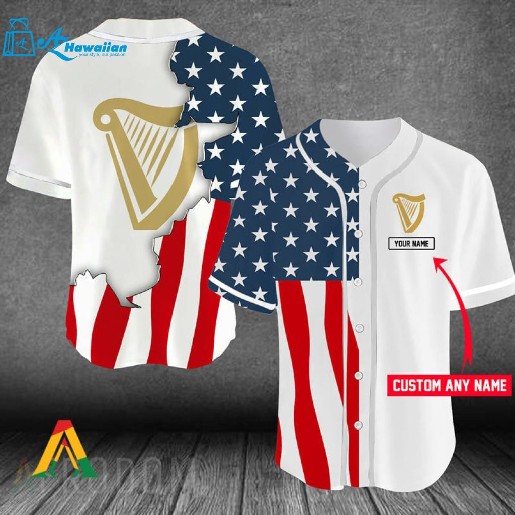 Personalized US Flag Guinness Baseball Jersey