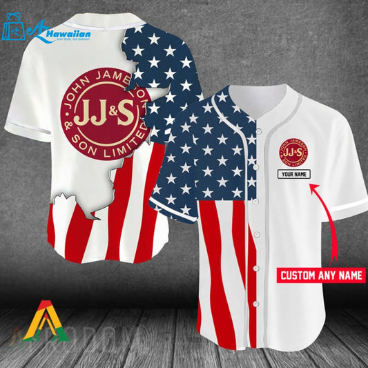 Personalized US Flag Jameson Baseball Jersey