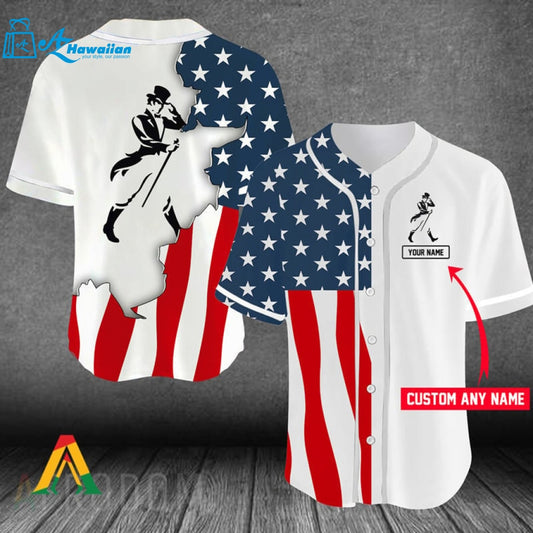 Personalized US Flag Johnnie Walker Baseball Jersey