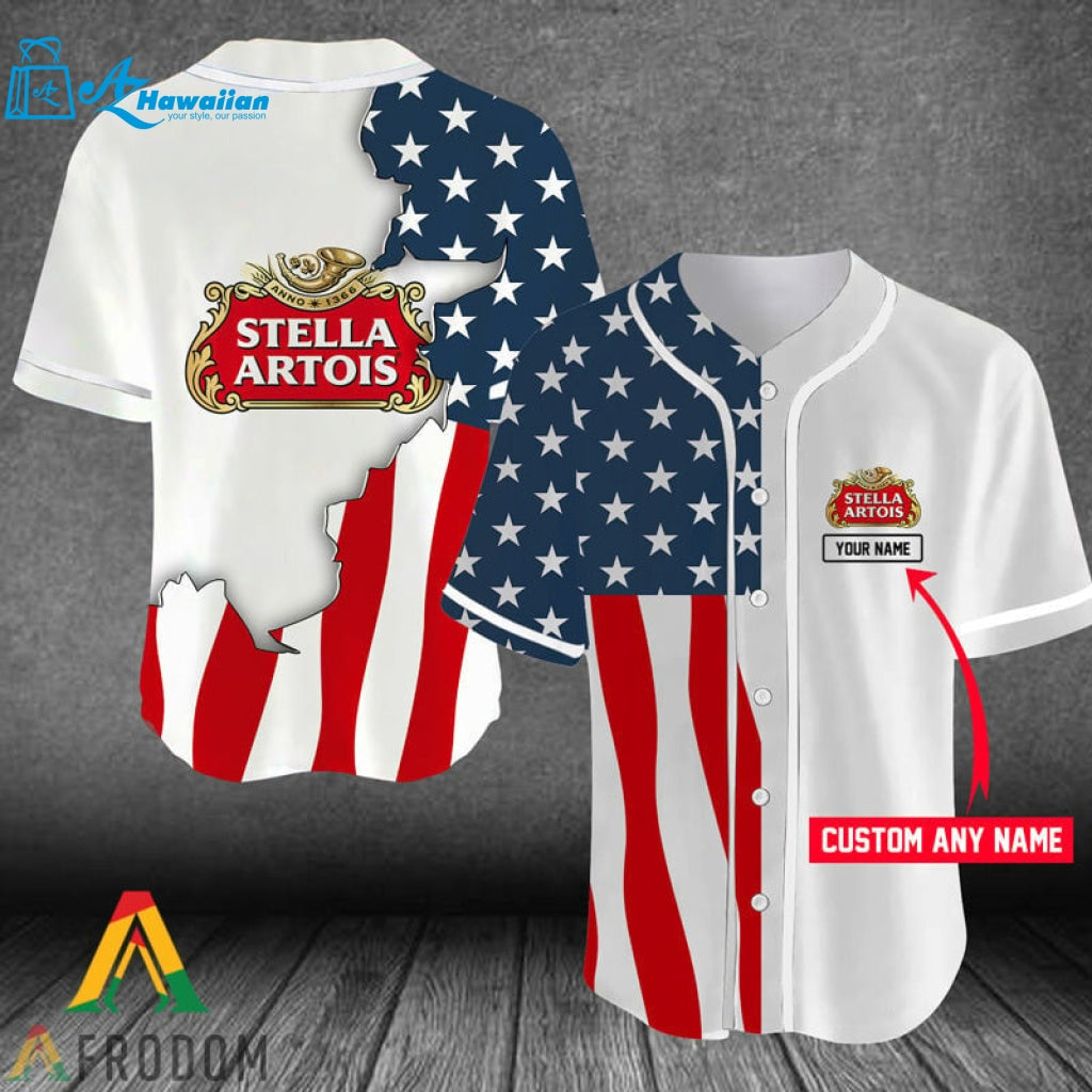 Personalized US Flag Stella Artois Baseball Jersey