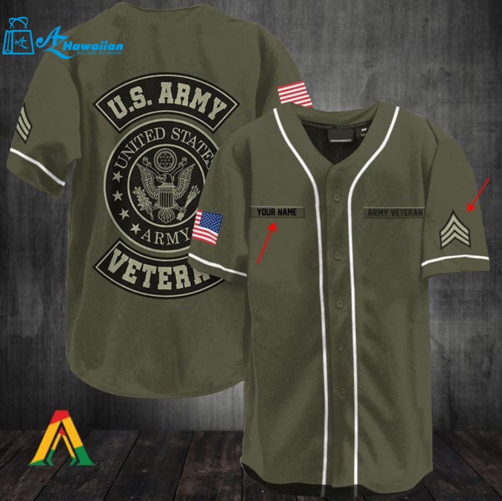 Personalized Vintage US Army Veteran Baseball Jersey