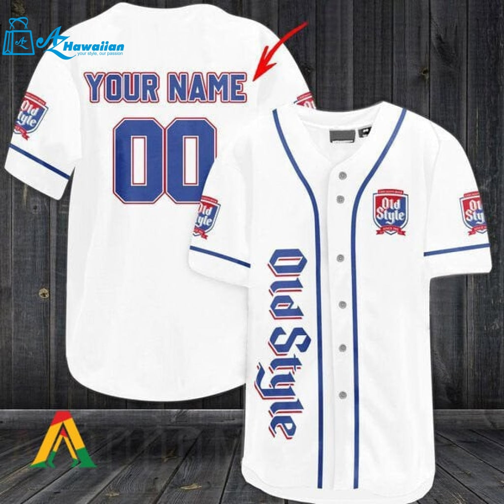 Personalized White Old Style Beer Baseball Jersey