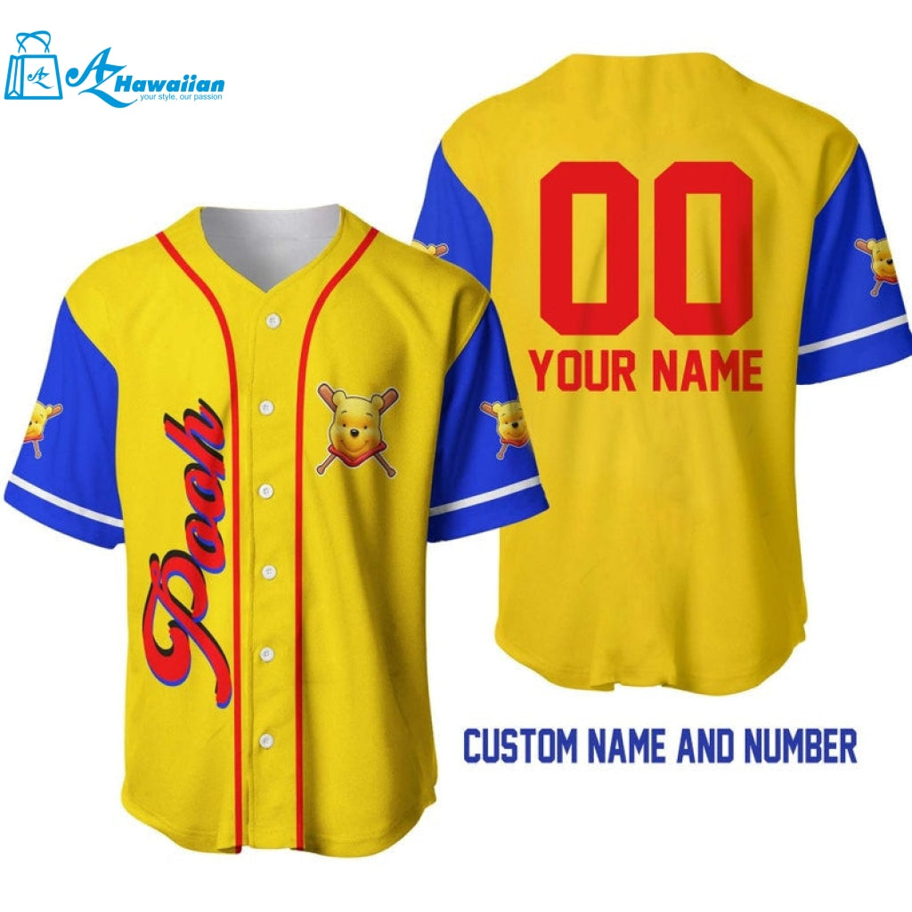 Personalized Winnie The Pooh All Over Print Baseball Jersey 