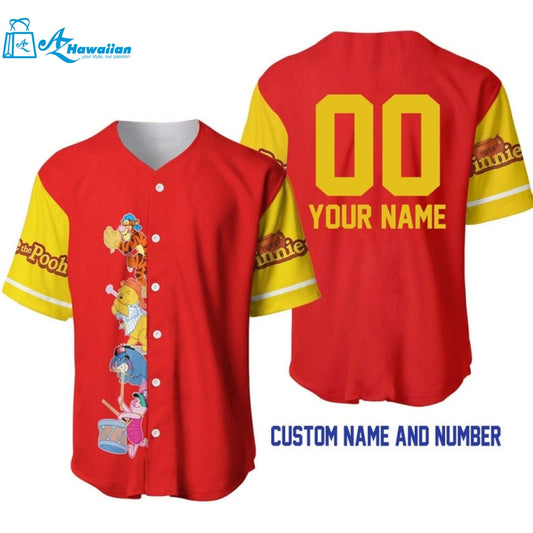 Personalized Winnie The Pooh Team All Over Print Baseball Jersey 