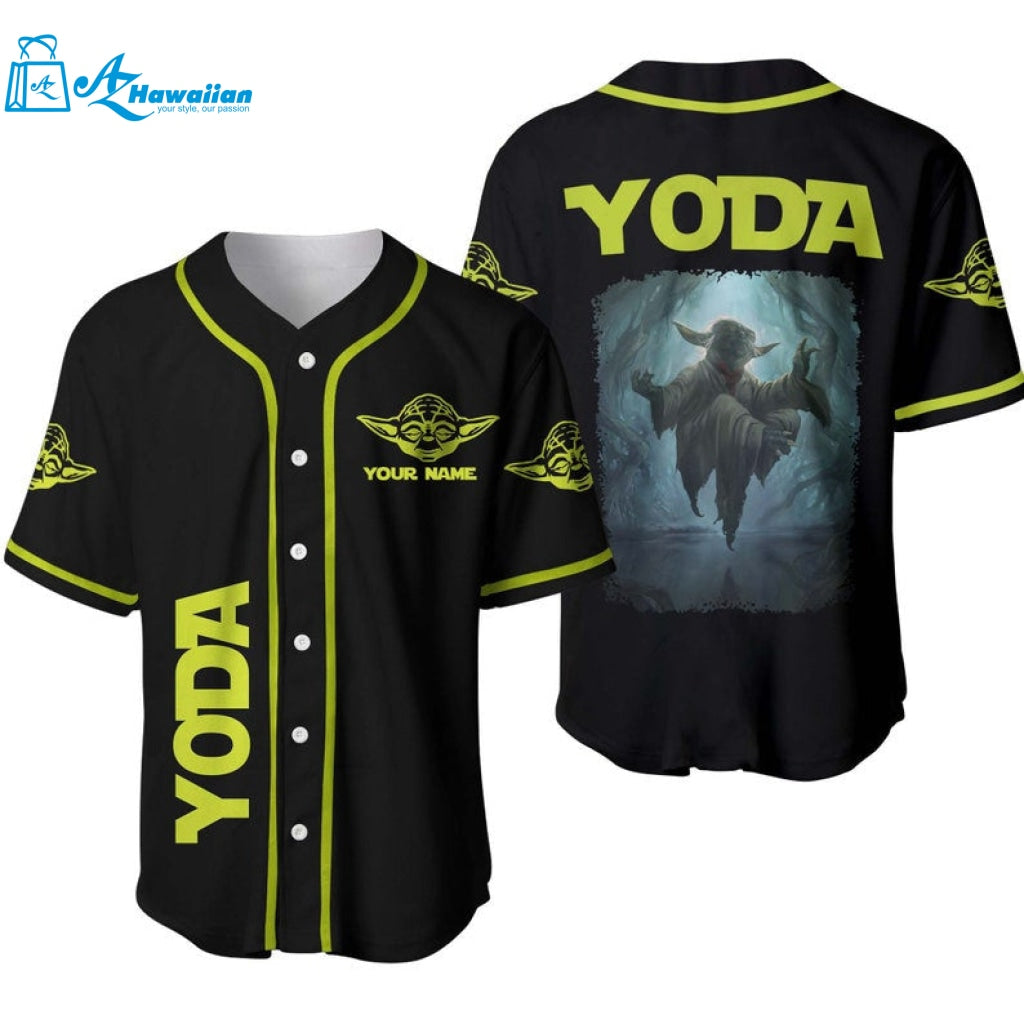 Personalized Yoda Star Wars Floating All Over Print Baseball Jersey 