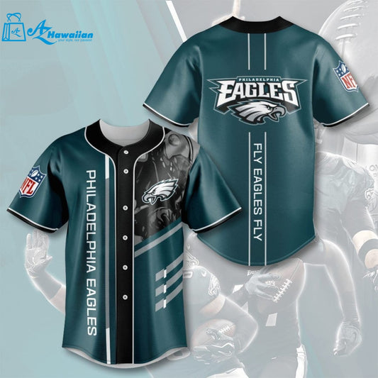 Philadelphia Eagles Football Team All Over Print 3D Baseball Jersey