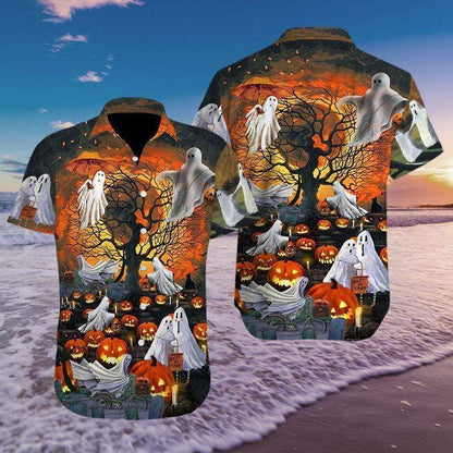 Scary Enough Halloween God Pumpkin Hawaiian Aloha Shirts #H