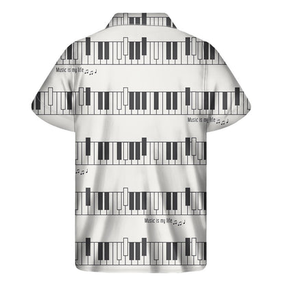 Piano Pattern Print Mens Short Sleeve Shirt Hawaiian