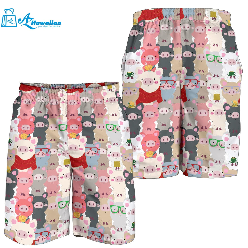 Pig Pattern Print Design 02 Men Shorts