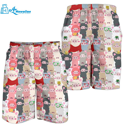 Pig Pattern Print Design 02 Men Shorts