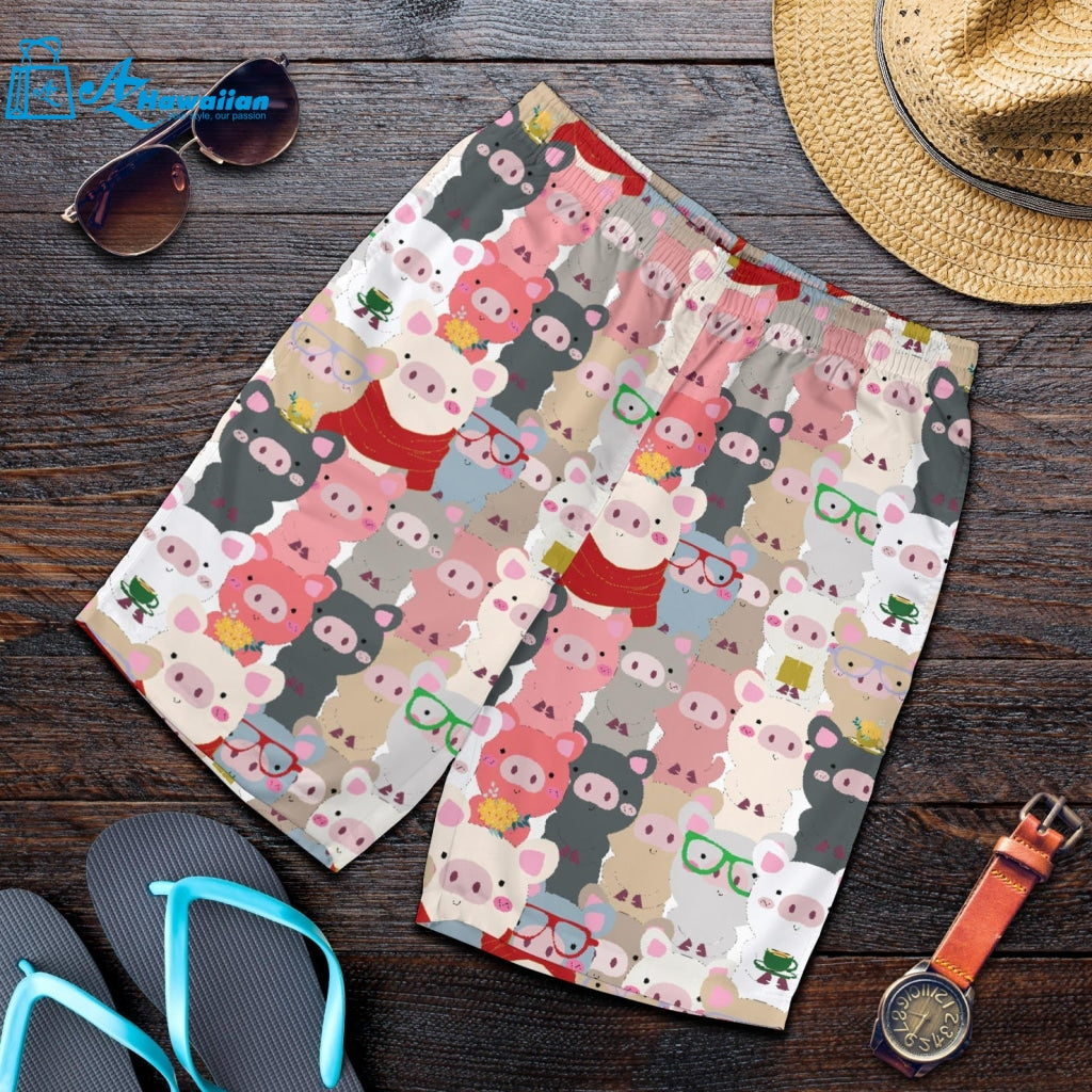 Pig Pattern Print Design 02 Men Shorts