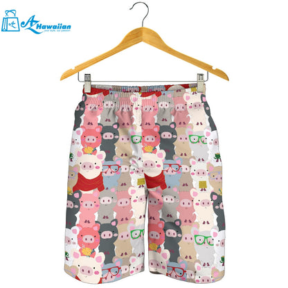 Pig Pattern Print Design 02 Men Shorts