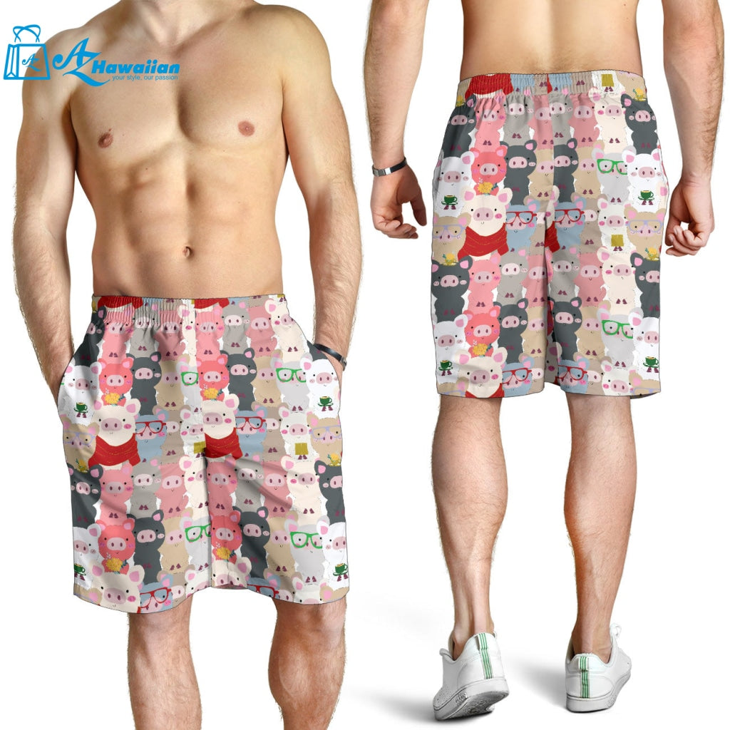 Pig Pattern Print Design 02 Men Shorts