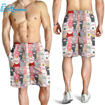 Pig Pattern Print Design 02 Men Shorts