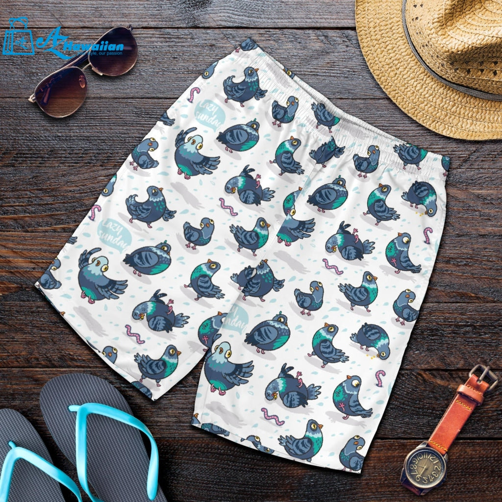 Pigeon Pattern Print Design 02 Men Shorts