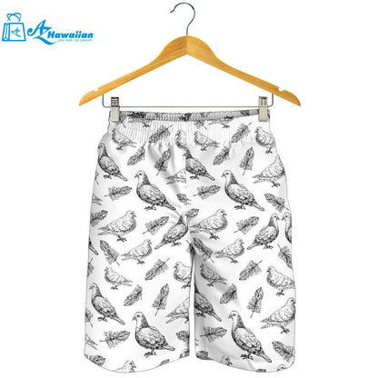 Pigeon Pattern Print Design 05 Men Shorts