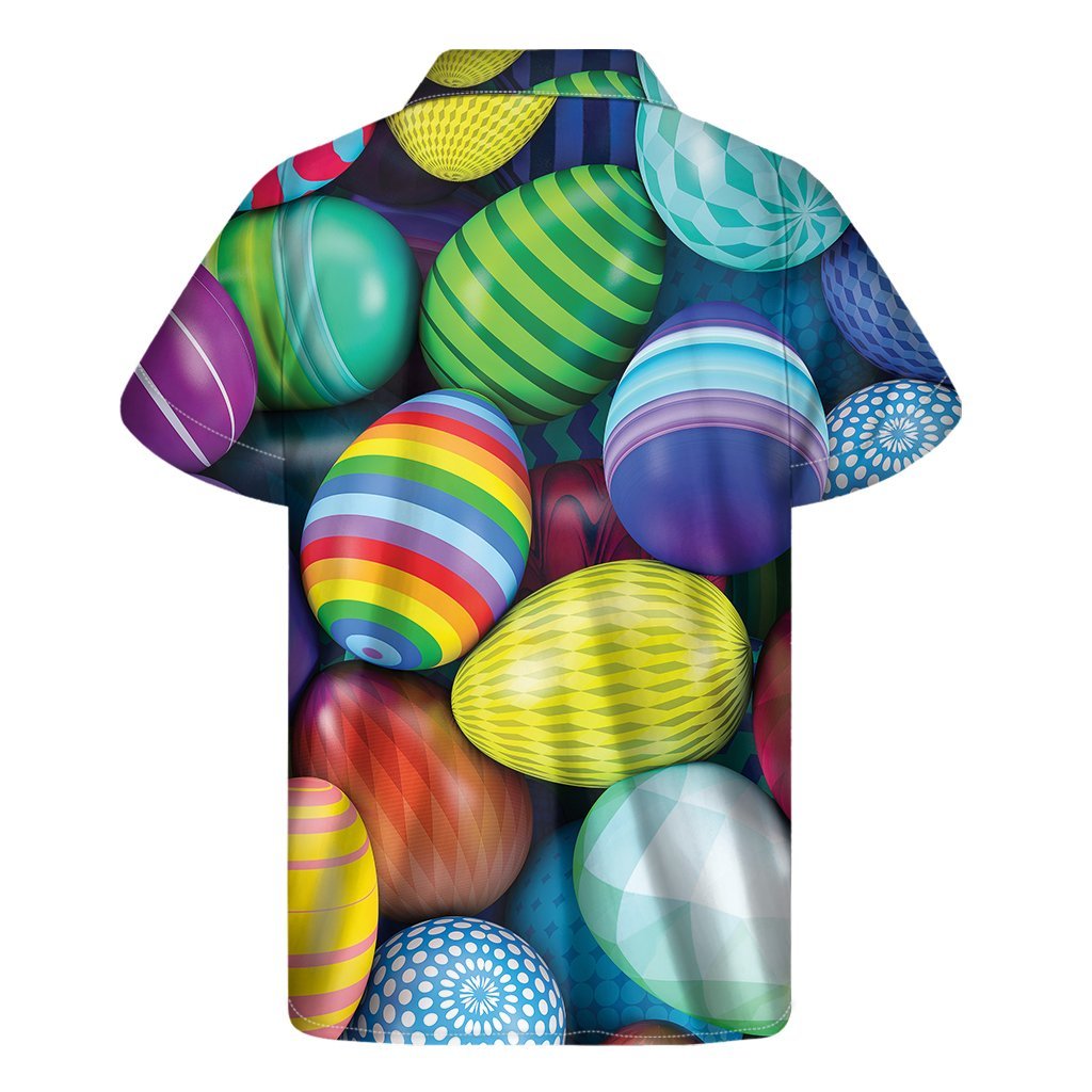 Pile Of Colorful Easter Eggs Print Mens Short Sleeve Shirt Hawaiian