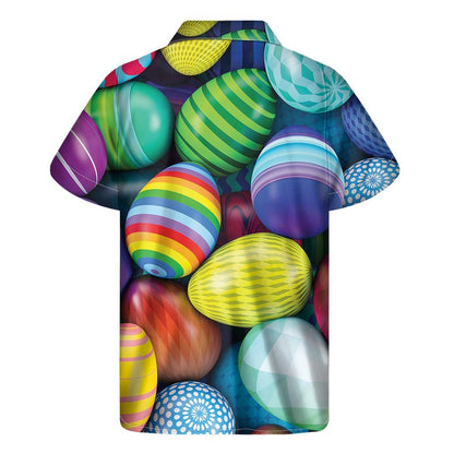 Pile Of Colorful Easter Eggs Print Mens Short Sleeve Shirt Hawaiian