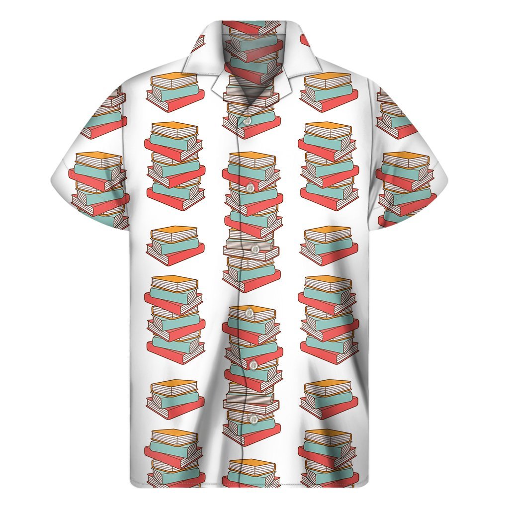 Pile Of Reading Books Pattern Print Mens Short Sleeve Shirt Hawaiian