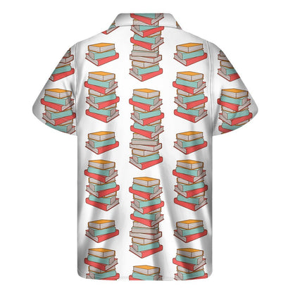 Pile Of Reading Books Pattern Print Mens Short Sleeve Shirt Hawaiian