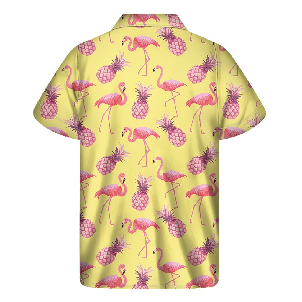 Pineapple And Flamingo Pattern Print Mens Short Sleeve Shirt Hawaiian