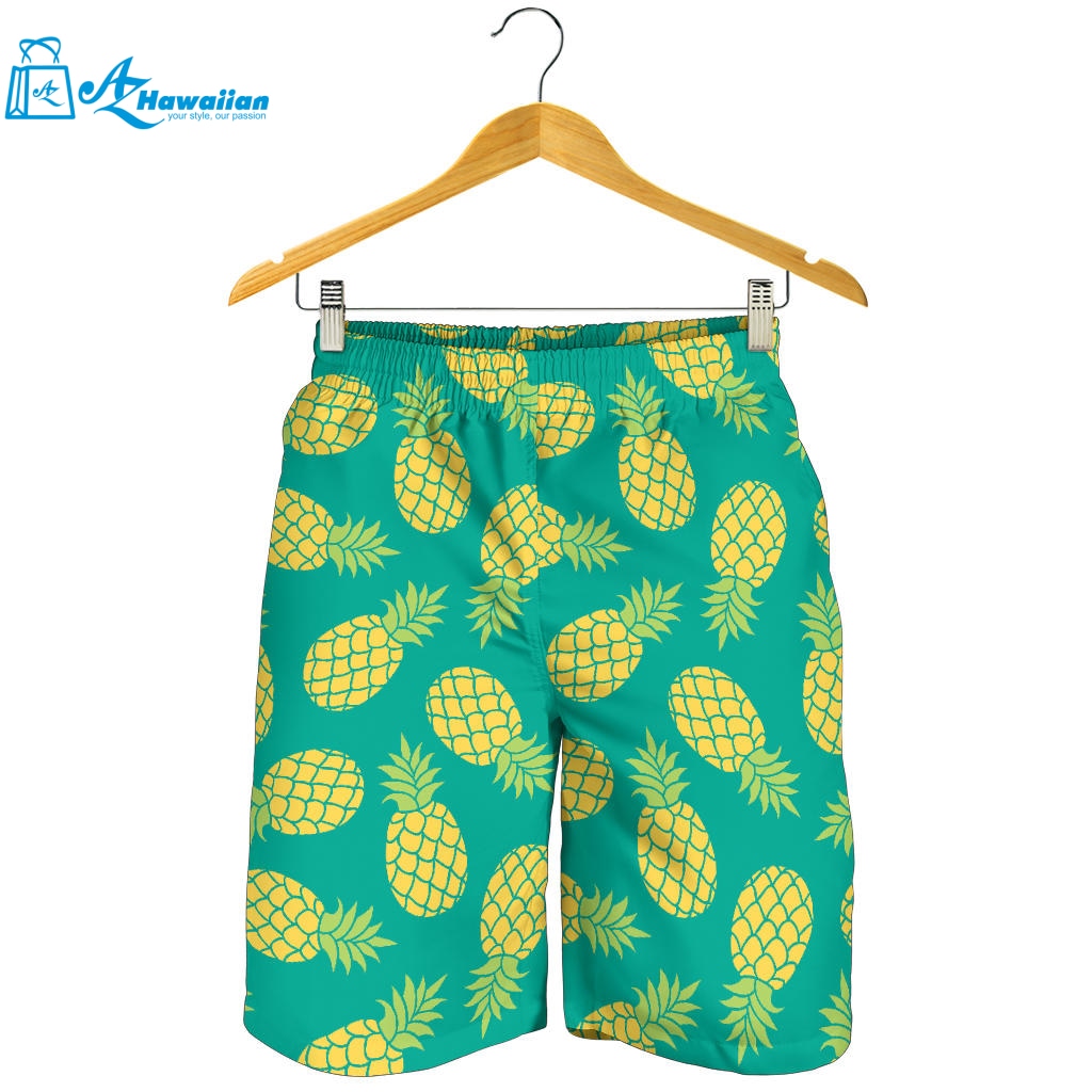 Pineapples Pattern Green Background Men Shorts