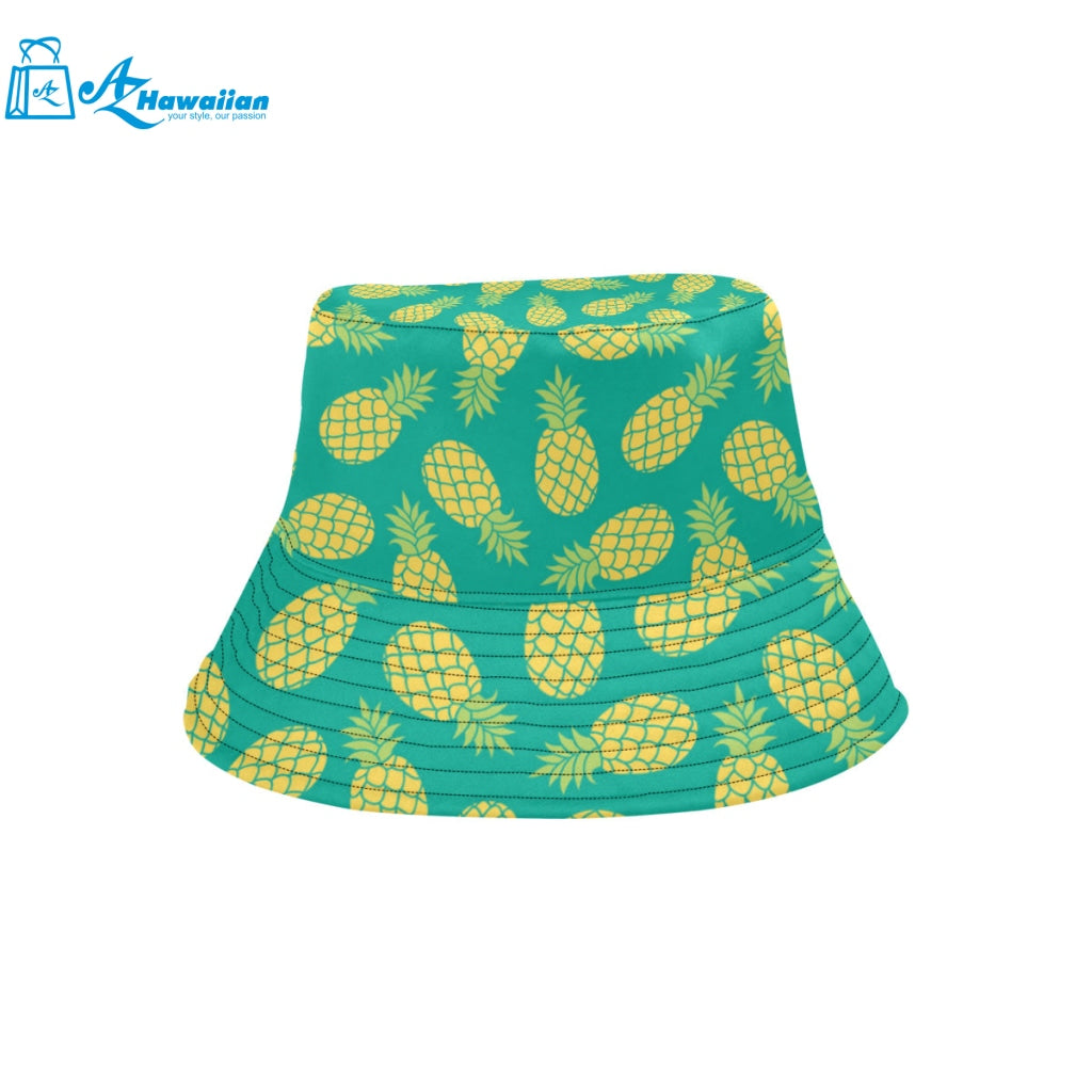 Pineapples pattern green background Unisex Bucket Hat