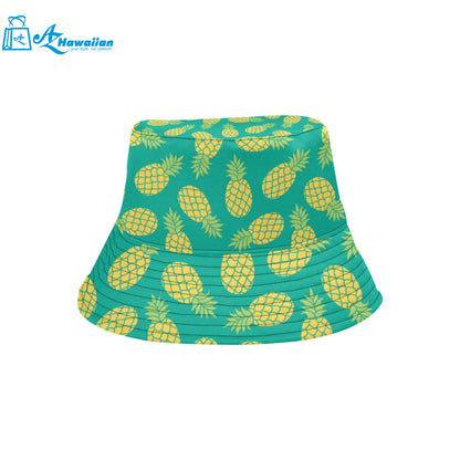 Pineapples pattern green background Unisex Bucket Hat