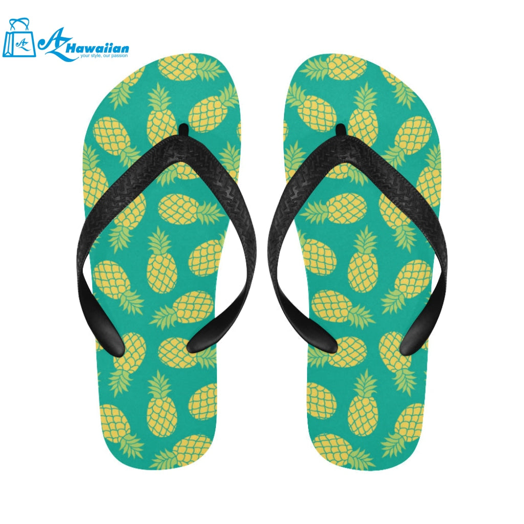 Pineapples pattern green background Unisex Flip Flops