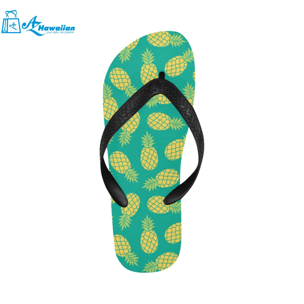 Pineapples pattern green background Unisex Flip Flops