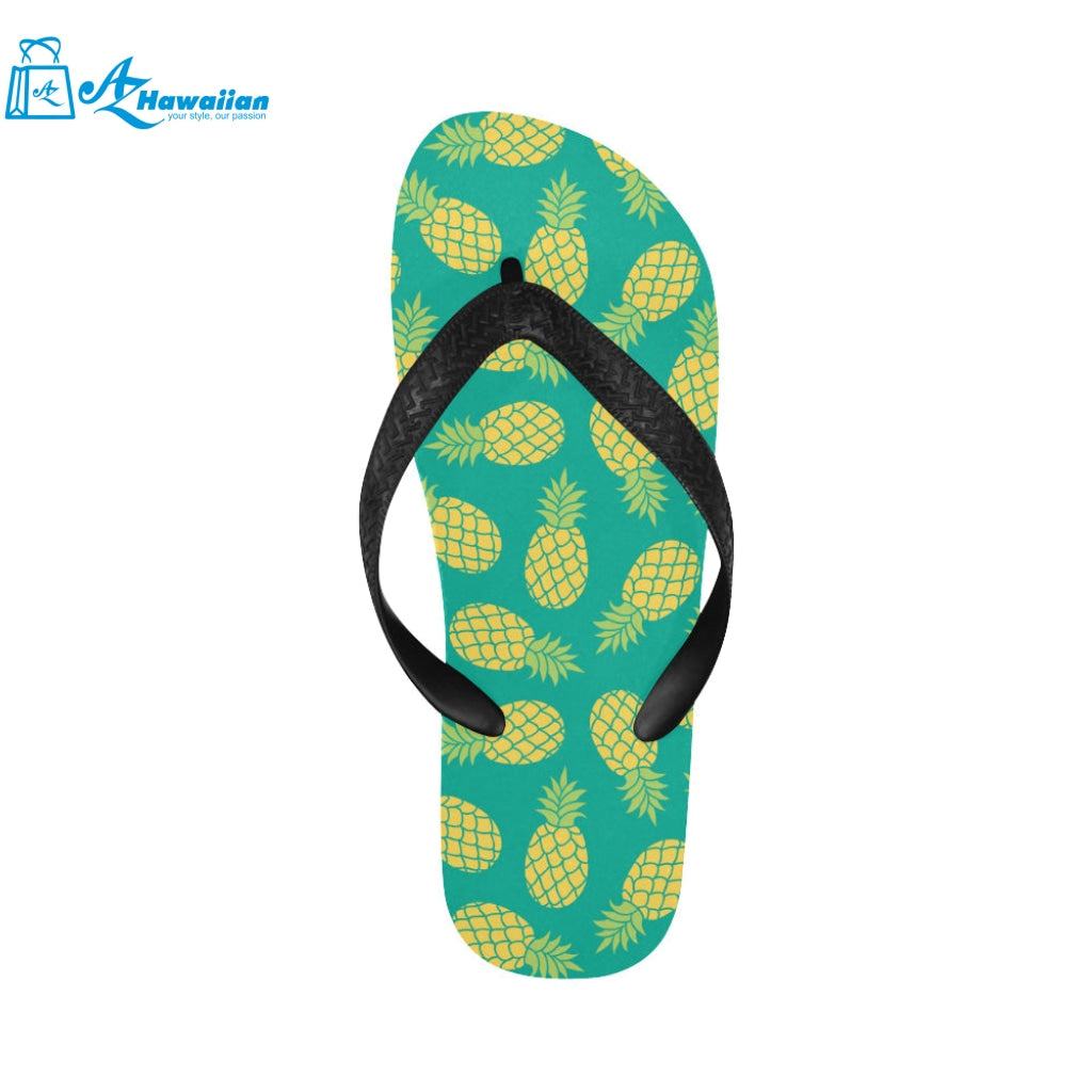 Pineapples pattern green background Unisex Flip Flops