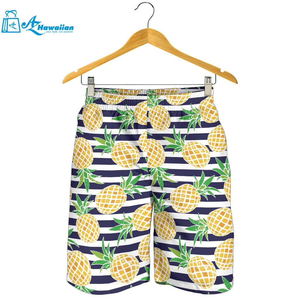 Pineapples Pattern Striped Background Men Shorts