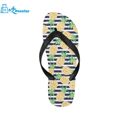 Pineapples pattern striped background Unisex Flip Flops