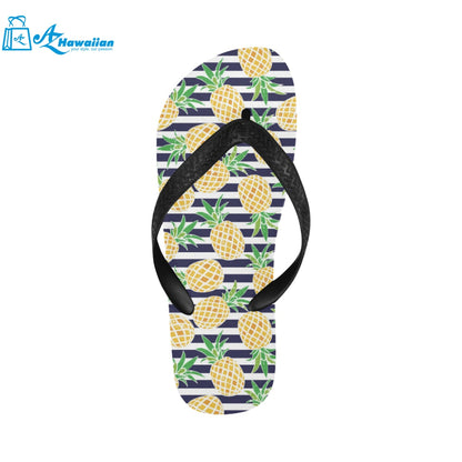 Pineapples pattern striped background Unisex Flip Flops