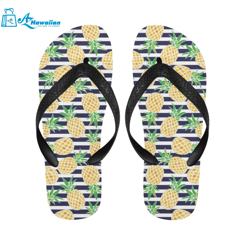 Pineapples pattern striped background Unisex Flip Flops