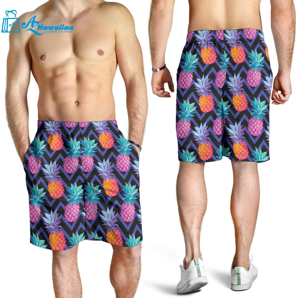 Pineapples Pattern Zigzag Background Men Shorts