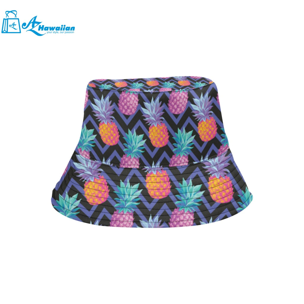 Pineapples pattern zigzag background Unisex Bucket Hat