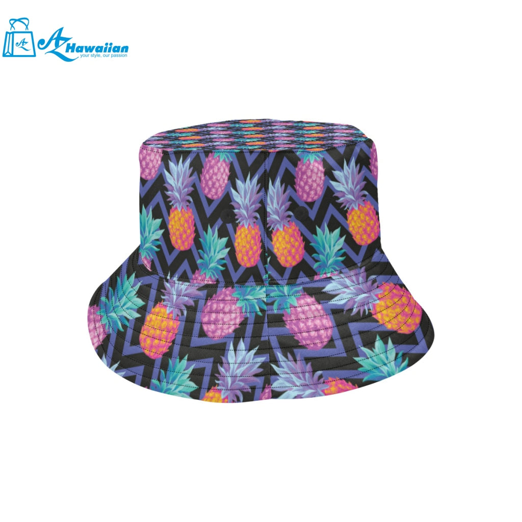 Pineapples pattern zigzag background Unisex Bucket Hat