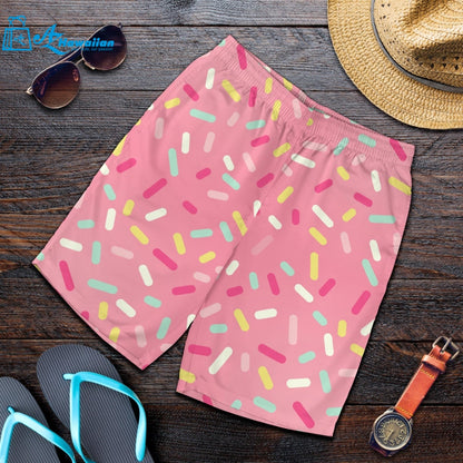 Pink Donut Glaze Candy Pattern Men Shorts