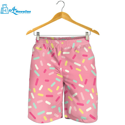 Pink Donut Glaze Candy Pattern Men Shorts