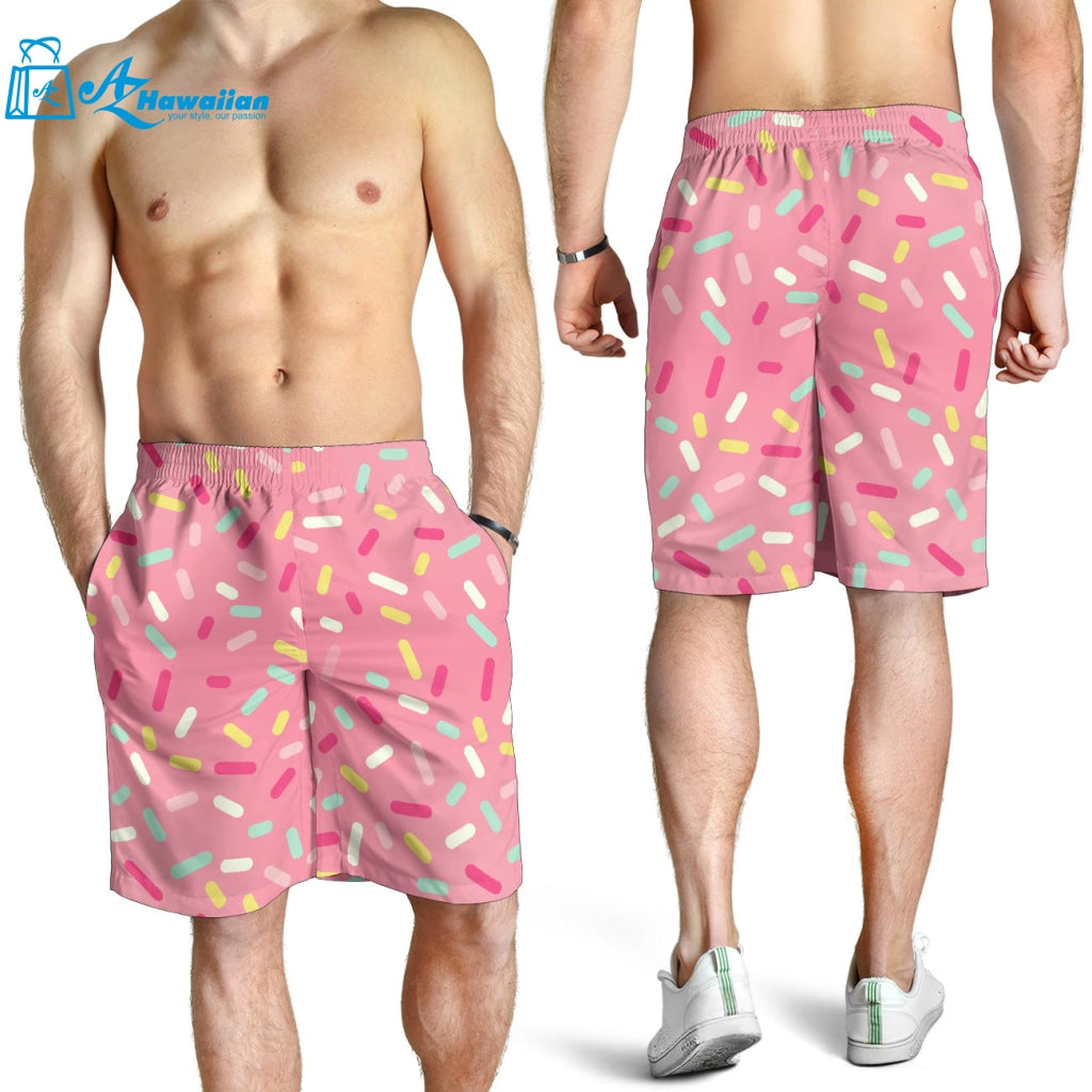 Pink Donut Glaze Candy Pattern Men Shorts