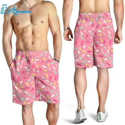 Pink Donut Glaze Candy Pattern Men Shorts