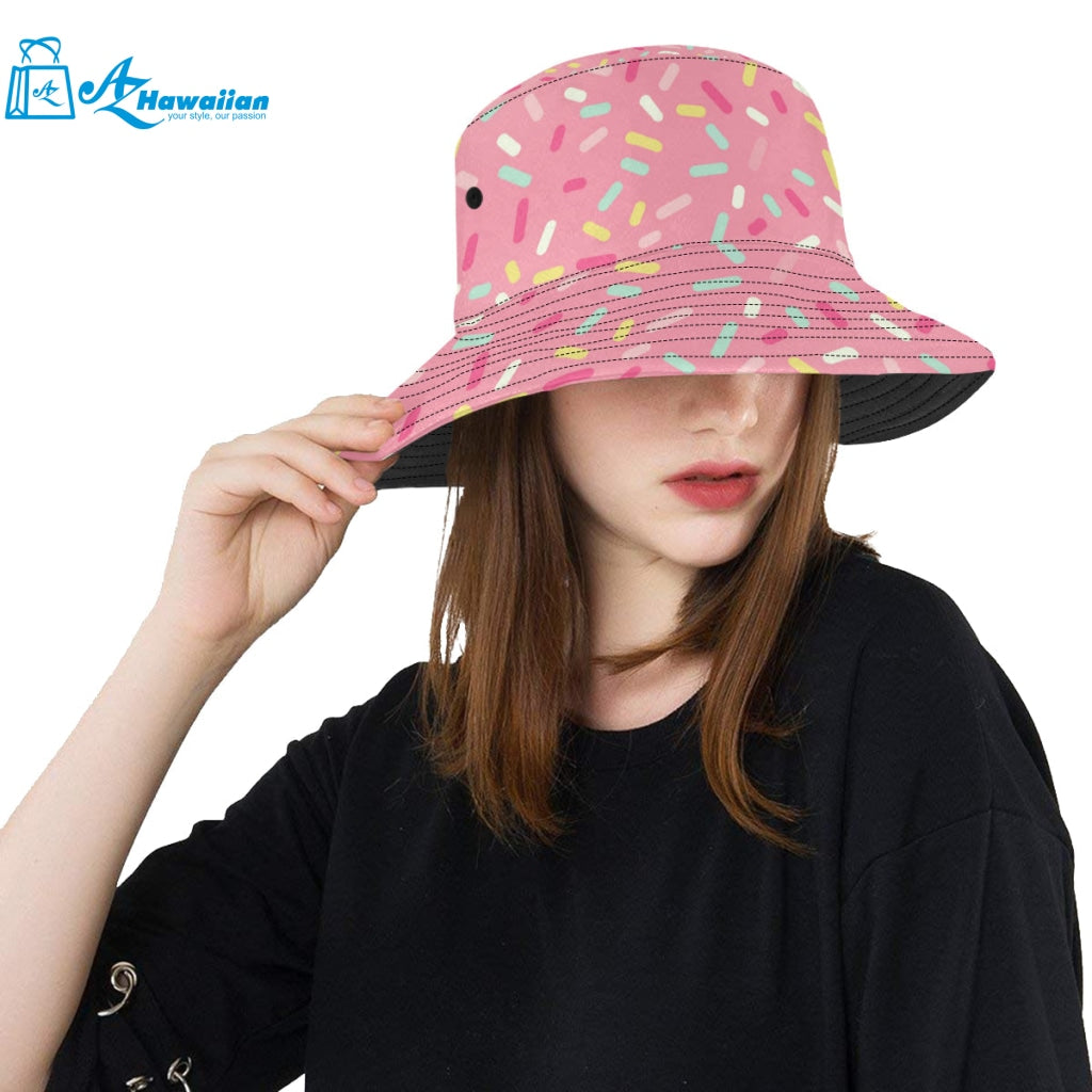 Pink donut glaze candy pattern Unisex Bucket Hat