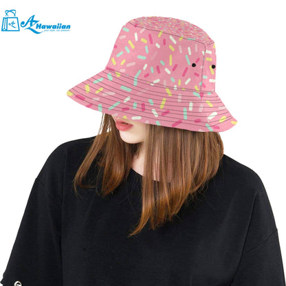 Pink donut glaze candy pattern Unisex Bucket Hat