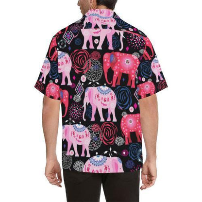 Pink Elephant Pattern Hawaiian Shirt