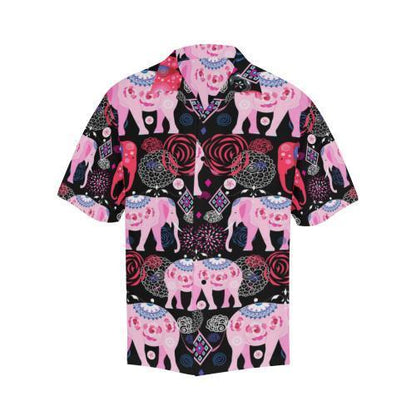 Pink Elephant Pattern Hawaiian Shirt