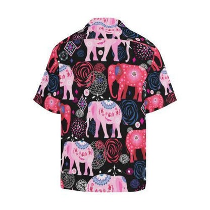 Pink Elephant Pattern Hawaiian Shirt