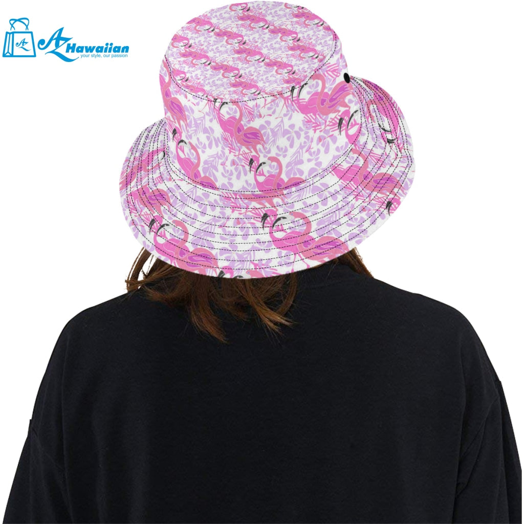 Pink flamingo flower pattern Unisex Bucket Hat