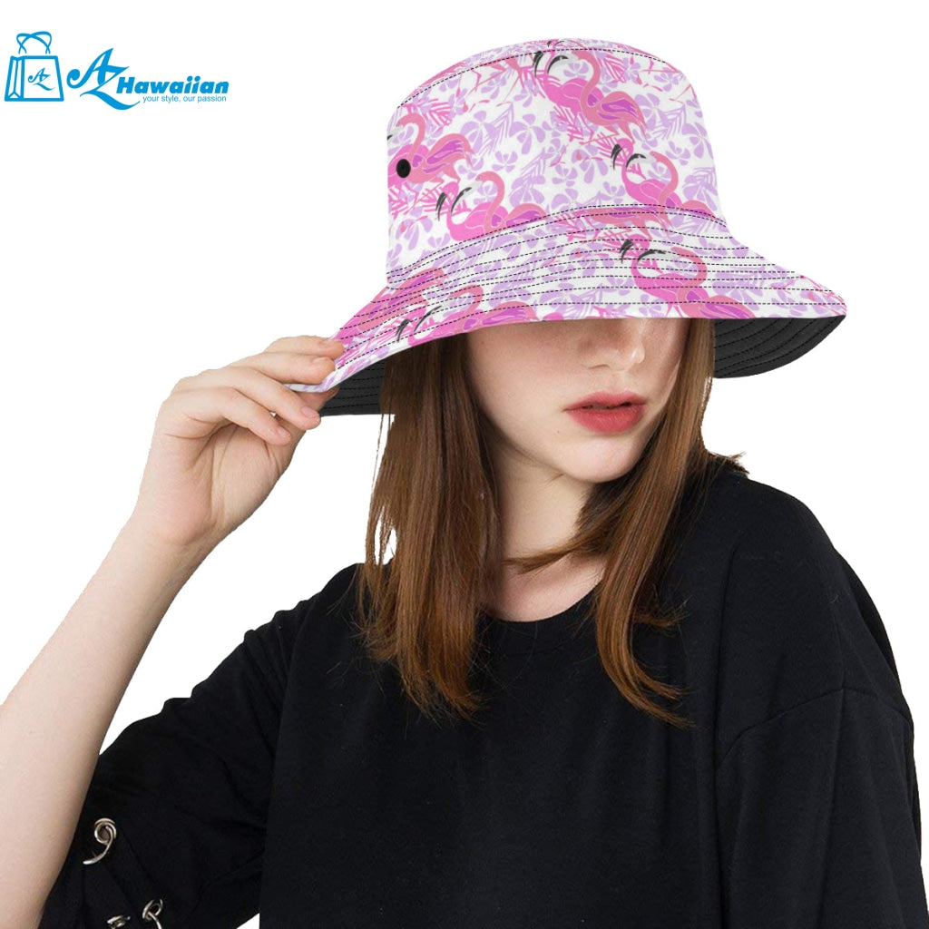 Pink flamingo flower pattern Unisex Bucket Hat