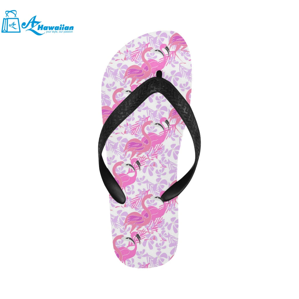 Pink flamingo flower pattern Unisex Flip Flops